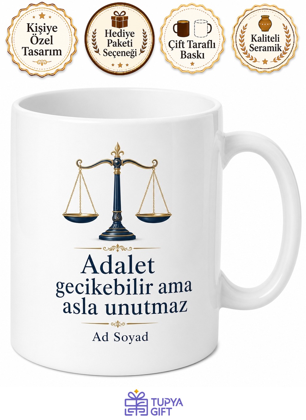 İcra Müdürüne Hediye İsimli Özel Tasarım Baskılı Porselen Kupa Bardak