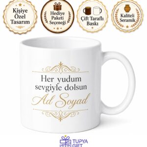 Kişiye Özel Tasarım Baskılı Kupa Bardak Hediyelik İsimli Porselen Mug