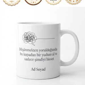 Overthinker Arkadaşa Hediye Zihin Boşaltıcı Baskılı Porselen Kupa Bardak