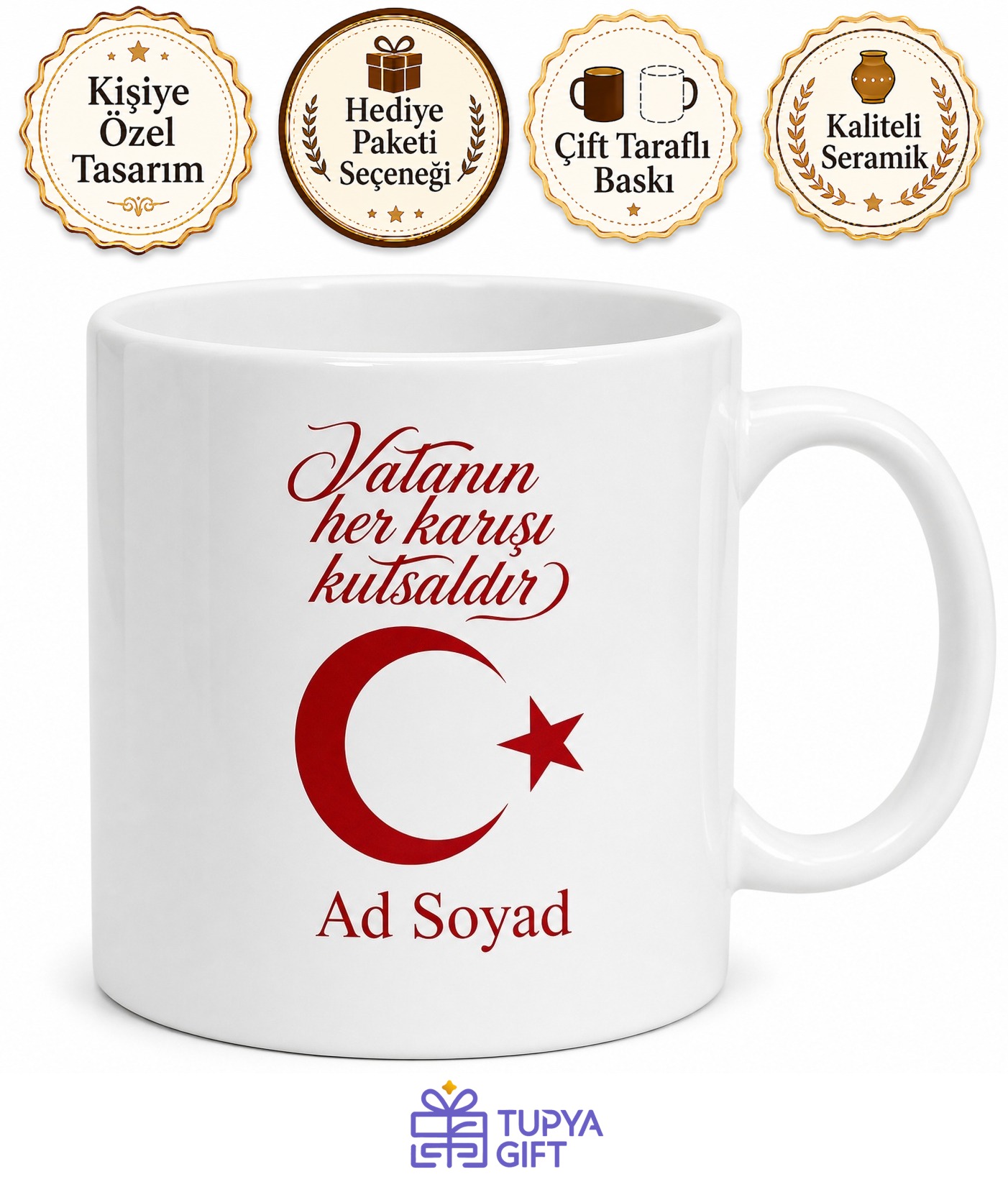 Ay Yıldız Temalı Özel Tasarım Baskılı Kupa Bardak Hediye