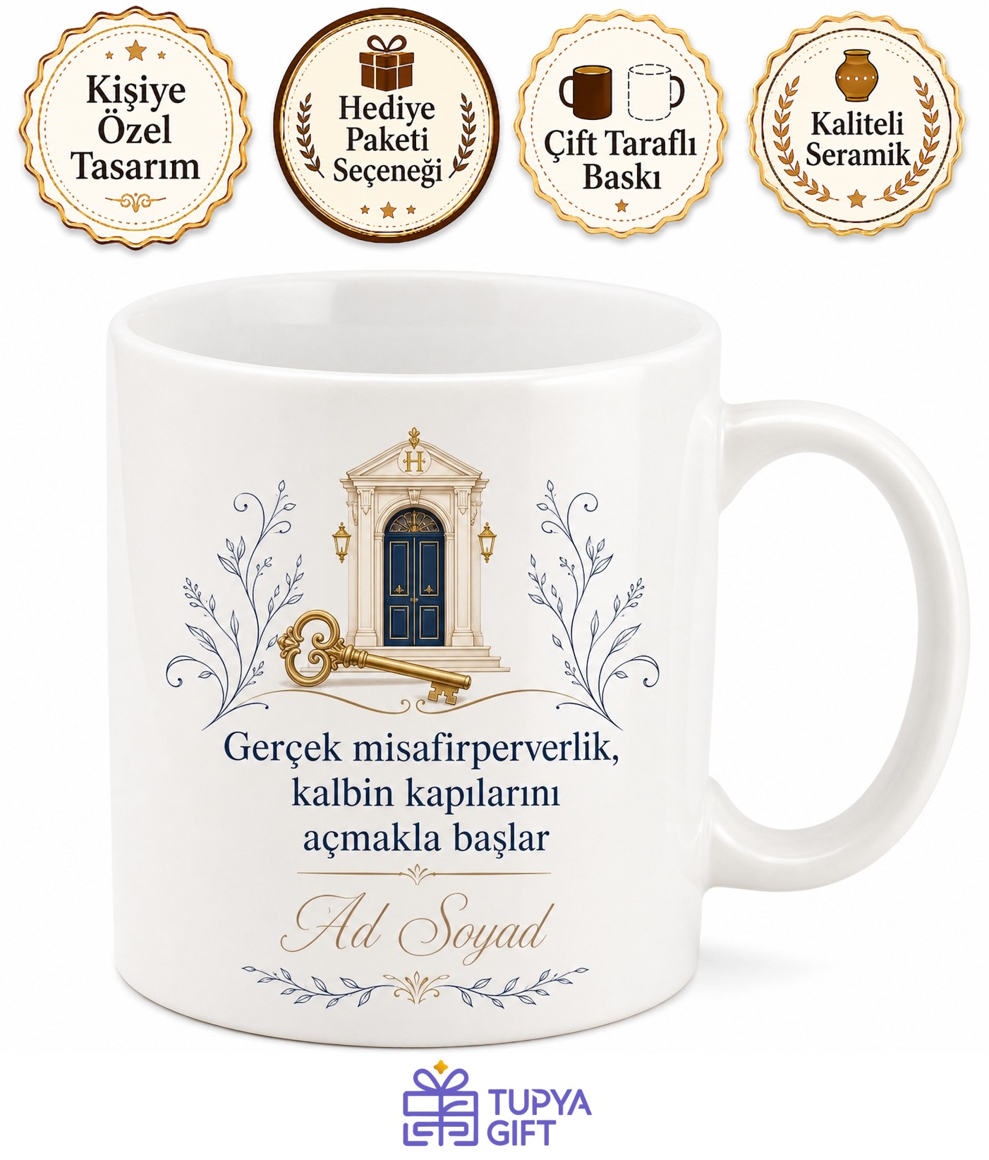 Otel Müdürüne Hediye Kişiye Özel Baskılı Kupa Bardak Porselen Mug