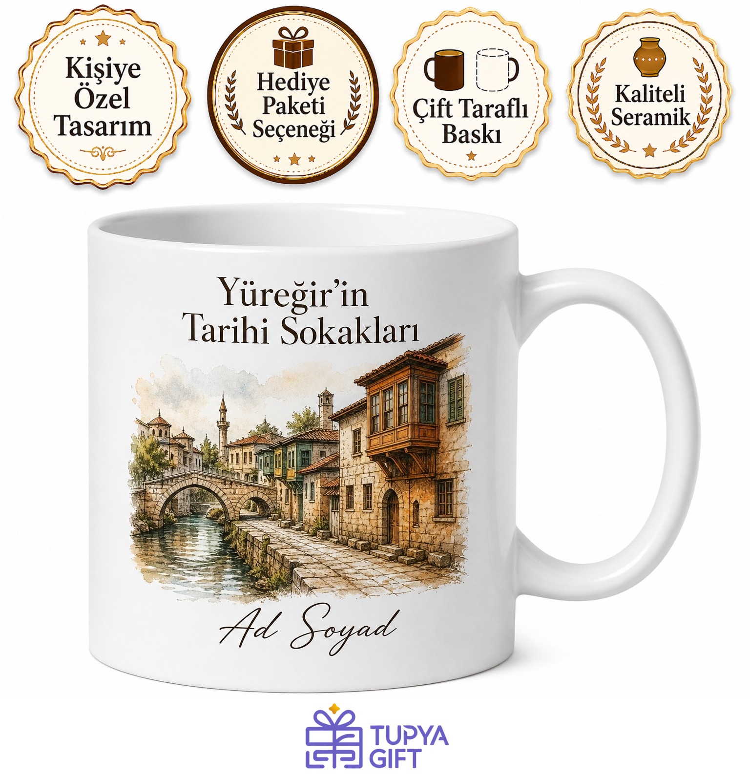 Yüreğir'in Tarihi Dokusu Adana Hatırası Kupa Bardak Hediye