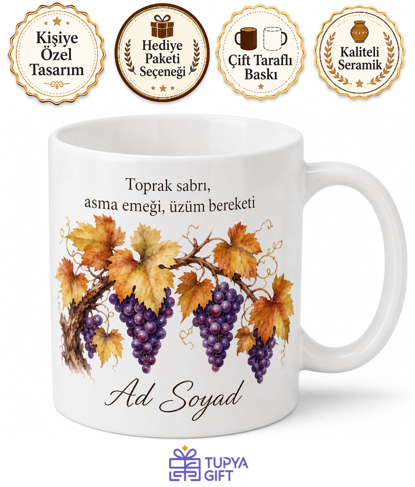 Bağ Bozumu Hatırası Sonbahar Kupası Üzüm Bağı Sahiplerine Özel Hediye Bardak