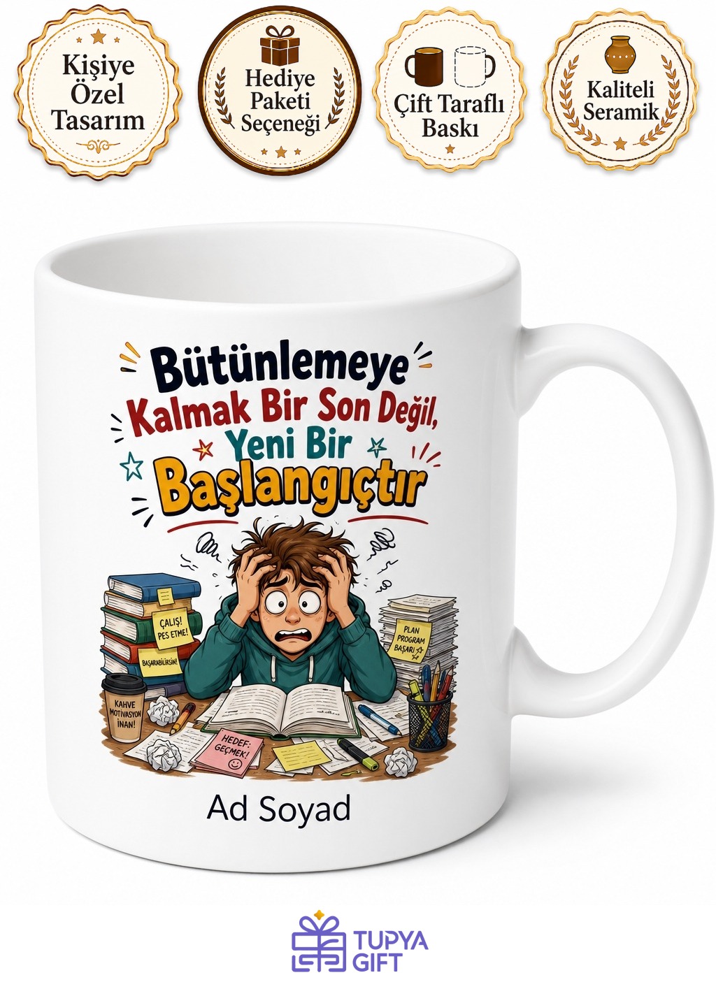 Bütünleme Temalı Komik Öğrenci Kupası Baskılı Hediye Kupa Bardak