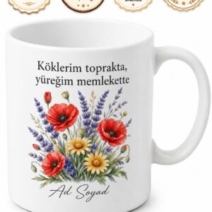 Memleket Çiçeği Temalı Baskılı Kupa Bardak Özel Tasarım Hediye