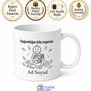 Ataç Desenli Ofis Çalışanı Kupası Dağınık Dosya Temalı Hediye Bardak