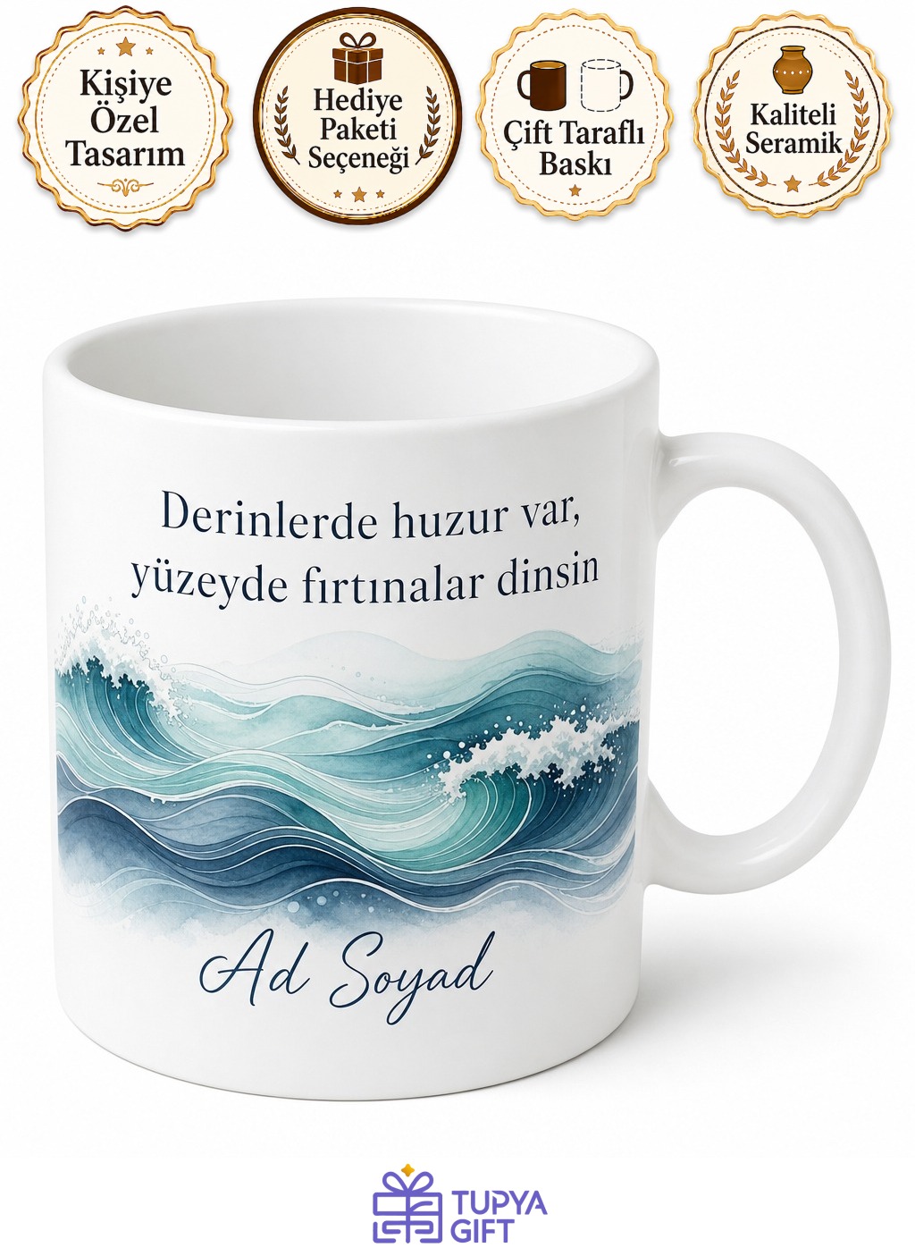 Su Grubu Burçlarına Özel Okyanus Dalgalı Sakinleştirici Kupa Bardak Hediye