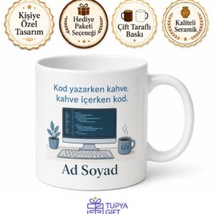 Kişiye Özel Bilgisayar Masası Baskılı Kupa Bardak İsimli Hediye