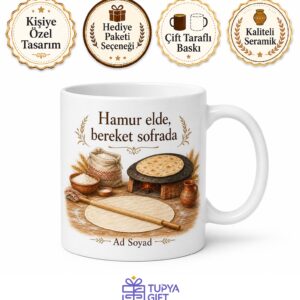 Yufka Ekmeği Temalı Baskılı Kupa Bardak Hediye Özel Tasarım Porselen Mug