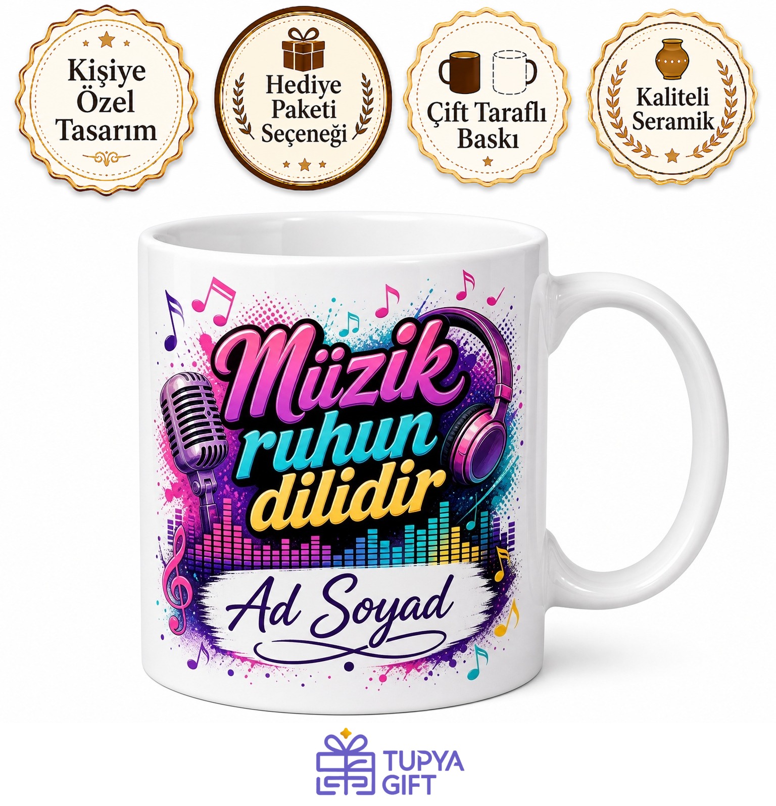 Pop Müzik Severlere Özel Tasarım Baskılı Kupa Bardak Hediye