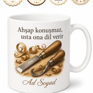 Ahşap Oymacılığı Ustalarına Özel Talaş Kokulu El Emeği Kahve Kupası Hediye Bardak