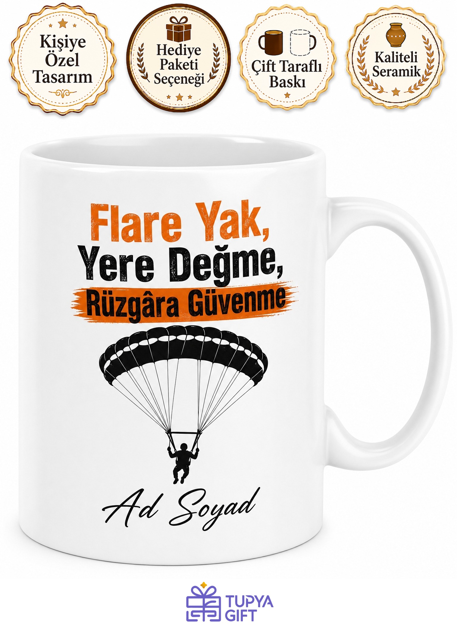 Paraşütçü Jargonu Yazılı Komik Kupa Bardak Hediye Özel Tasarım Baskılı