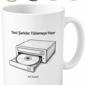 CD ROM Tepsisi Açık Çizimli Yeni Şarkılar Yüklemeye Hazır Kupa Bardak Hediye