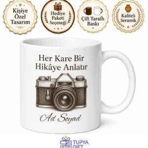 Eski Kamera Temalı Nostaljik Baskılı Kupa Bardak Fotoğrafçıya Hediye