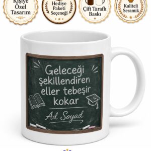 Öğretmen Tebeşir Yazısı Sınıf Tahtası Eğitim Neferi Kupa Bardak Hediye