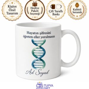 DNA Spirali Çizimli Hayatın Şifresi Biyoloji Öğretmeni Kupası Hediye Bardak