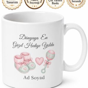 Kişiye Özel Bebek Müjdesi Baskılı Kupa Bardak Hediye Anne Baba