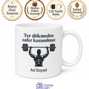 Fitness Sever İçin Fotoğraflı ve İsimli Baskılı Kupa Bardak Spor Hediyesi