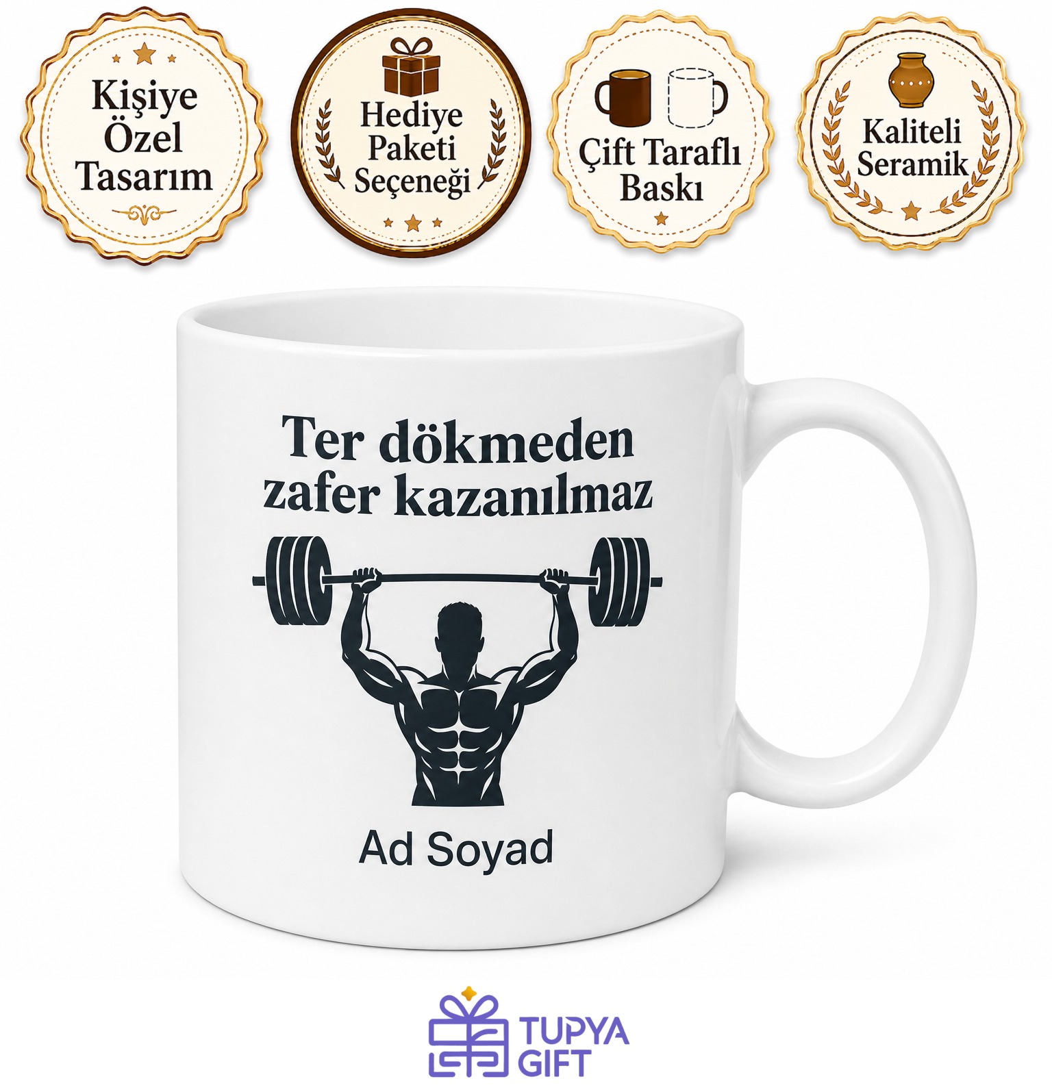 Fitness Sever İçin Fotoğraflı ve İsimli Baskılı Kupa Bardak Spor Hediyesi