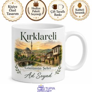 Kırklareli Şehir Hatırası Fotoğraflı Kupa Bardak Hediye Anı Bardağı