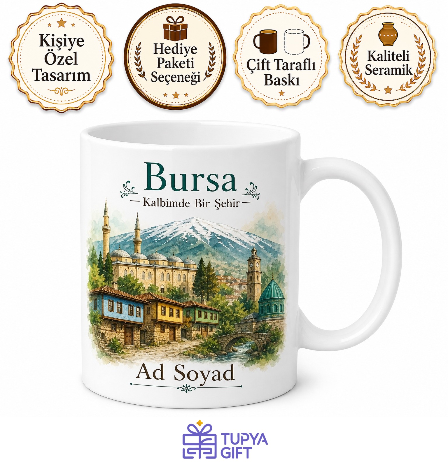 Bursa Memleket Hatırası Fotoğraflı Kupa Bardak Hediye Anı Hatıra