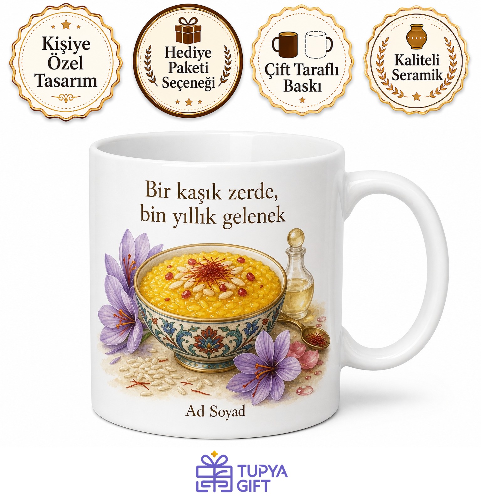 Zerde Temalı Özel Tasarım Baskılı Kupa Bardak Hediye Porselen Mug