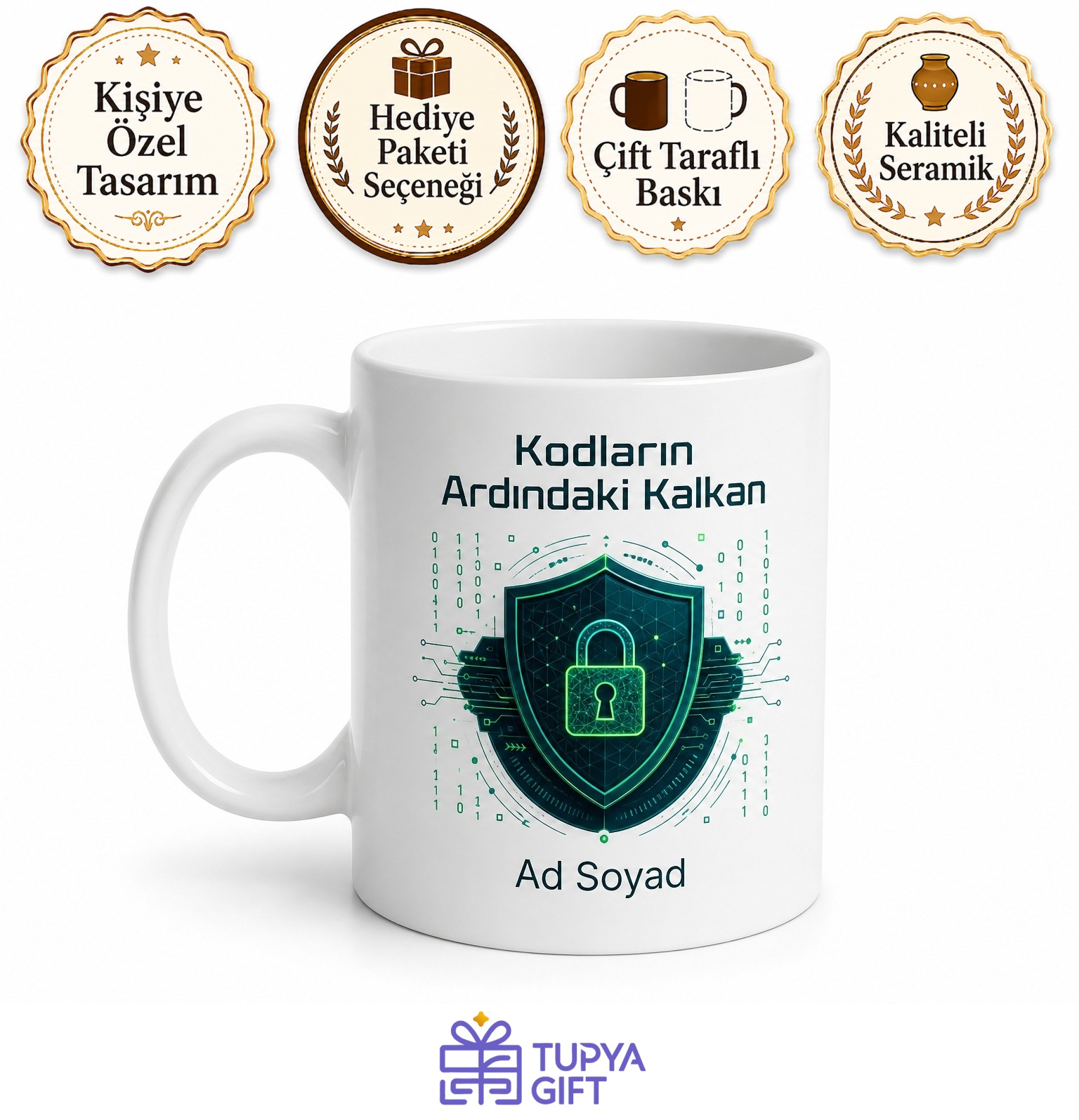 Siber Güvenlik Temalı Kişiye Özel Baskılı Kupa Bardak Hediye