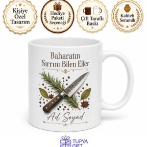 Aşçı Mutfak Şef Bıçağı Baharat Sırrı Kupa Bardak Hediye