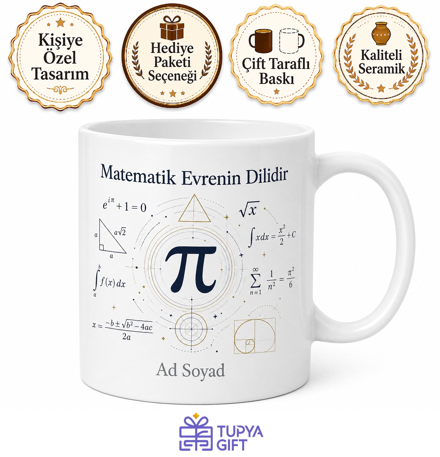 Matematikçiye Pi Sayısı Geometrik Formül Teorem Hediye Kupa Bardak