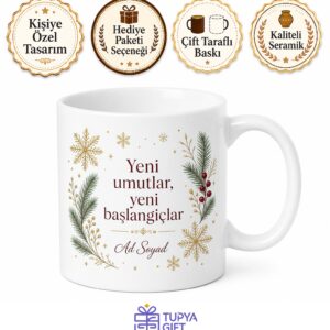 Yılbaşı Çekilişi İçin Uygun Fiyatlı Şık Tasarım Hediye Kupa Bardak