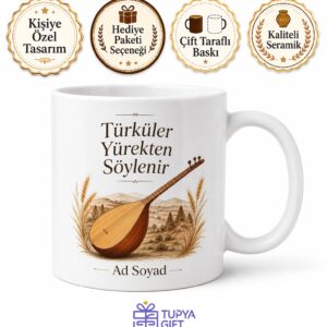Türkü Dinleyenlere Özel Bağlama Sesi Anadolu Hasreti Toprak Kokusu Hediye Kupa Bardak