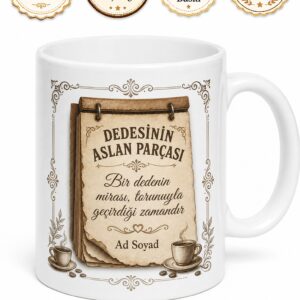 Dedesinin Aslan Parçasına Nostaljik Takvim Yapraklı Hediye Dede Torun Kahve Keyfi Kupası