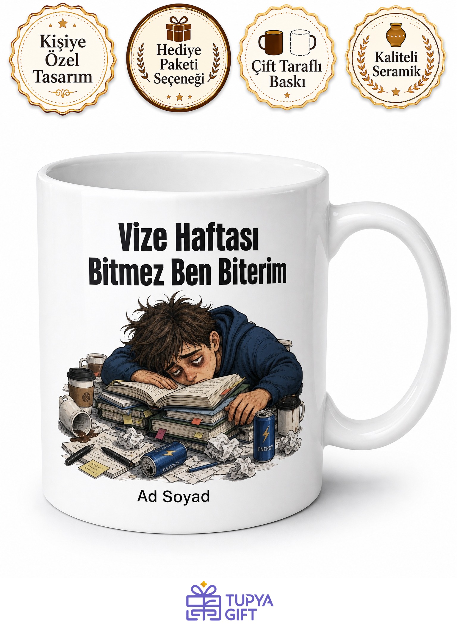 Vize Haftası Yazılı Komik Baskılı Kupa Bardak Öğrenci Hediye