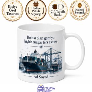 Gemi İstifi Temalı Baskılı Kupa Bardak Denizci Hediye Porselen Mug
