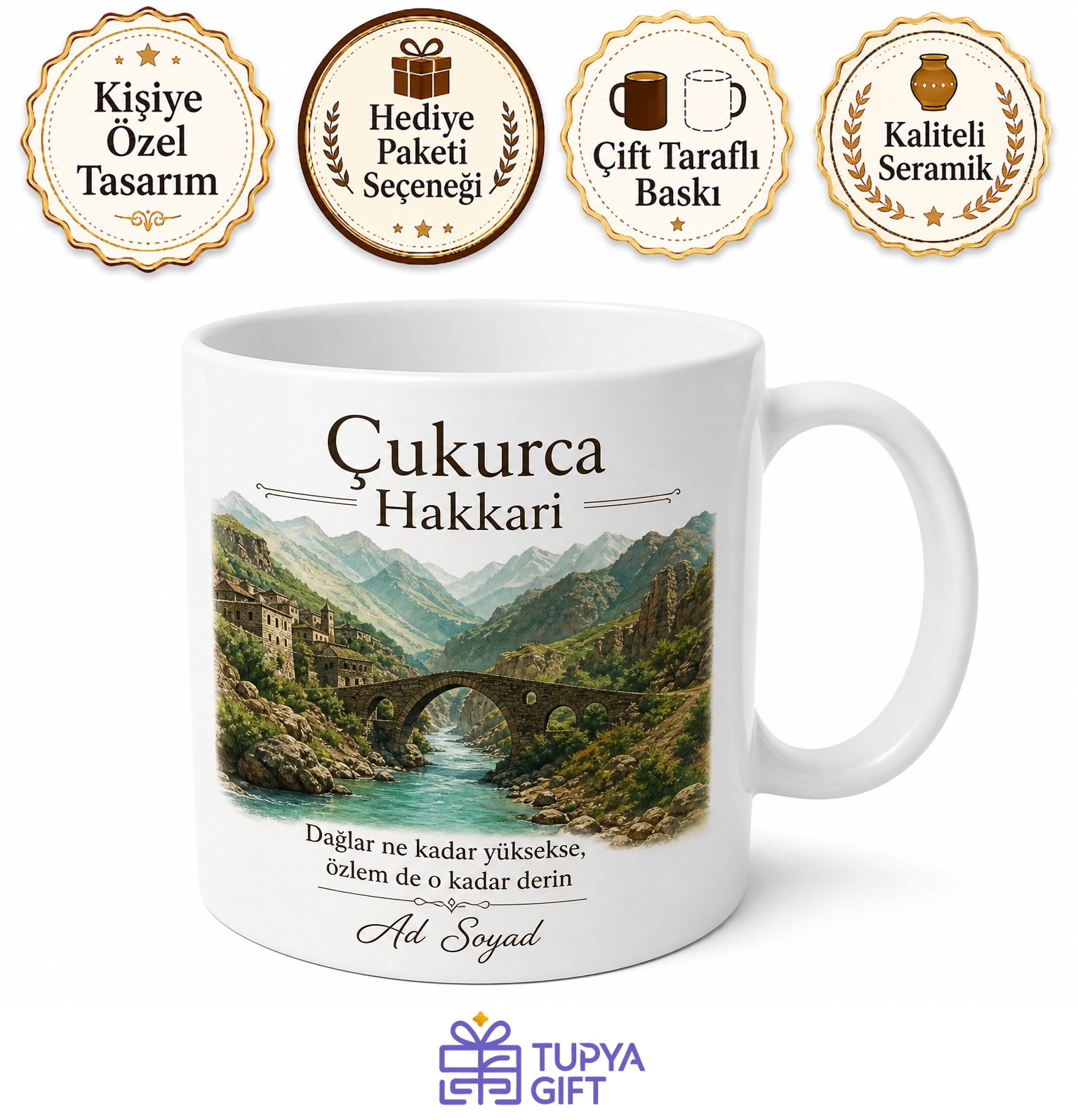 Çukurca Tarihi Dokusu ve Doğası Hakkari Hatırası Kupa Bardak Hediye