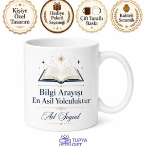 Araştırma Görevlisi İçin Kişiye Özel Mesajlı Baskılı Kupa Bardak Masa Hediyesi