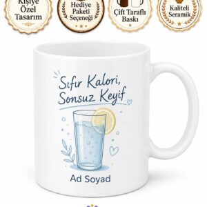 Sürekli Diyette Olanlara Sıfır Kalori Su Temalı Çay Kupası Hediye Bardak
