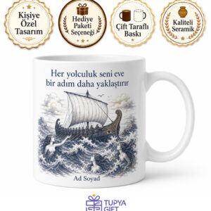 Odysseus Gemi ve Sirenler Çizimli Kupa Bardak Mitoloji Hediye