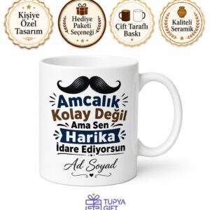 Kişiye Özel Amcaya Esprili Baskılı Kupa Bardak Hediye Amca Hediyesi