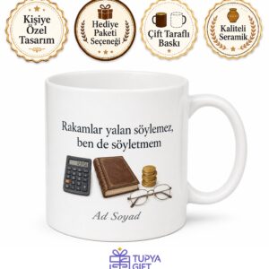 Kişiye Özel Hesap Kitap Temalı Kupa Bardak | İsimli Hediye Muhasebe Kupası