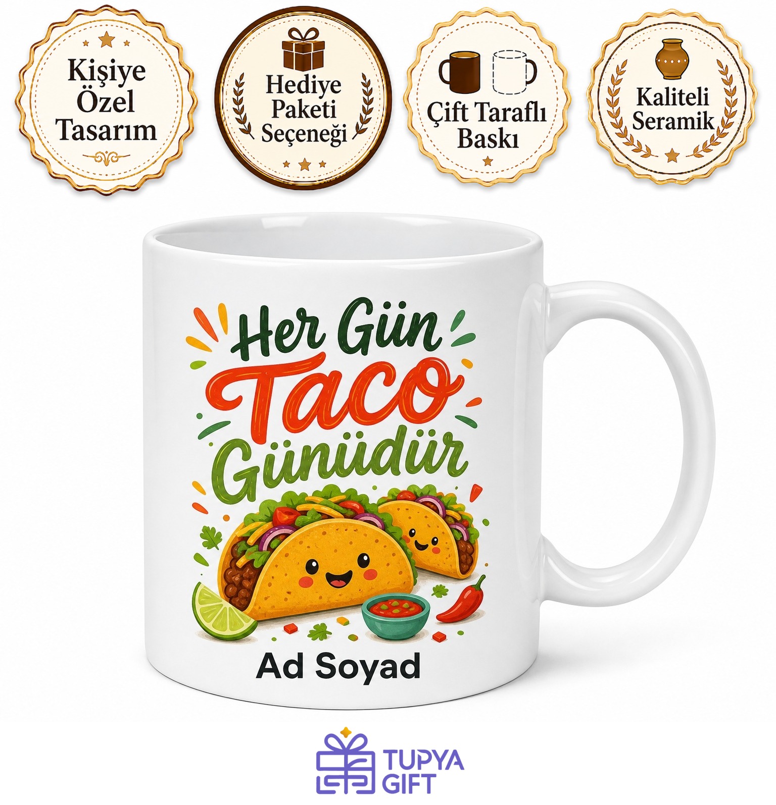 Taco Tuesday Temalı Baskılı Kupa Bardak Hediye Eğlenceli Tasarım Mug