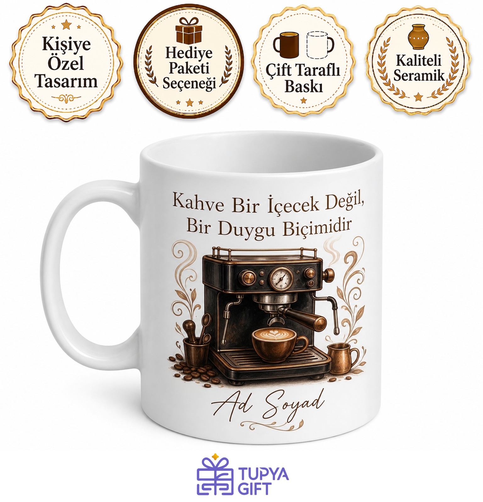 Barista Espresso Makinesi Süt Köpüğü Temalı Kahve Kupa Bardak Hediye
