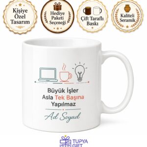 Co-Working Alanı İçin Özel Tasarım Baskılı Kupa Bardak Hediye Ofis Mug