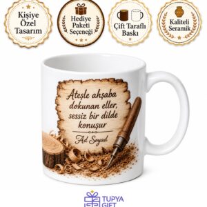 Ahşap Yakma Sanatı Yapanlara Rustik Kupa Bardak Pyrography Hediye