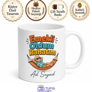Emekli Oldum Rahatım Yazılı Komik Kupa Bardak Emeklilik Hediye
