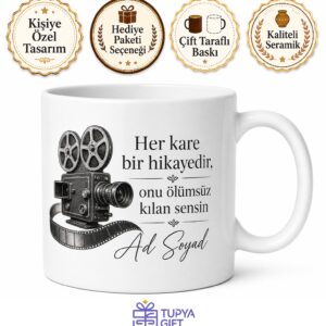 Kameraman Hediyesi Çekim Temalı Baskılı Porselen Kupa Bardak Hediye