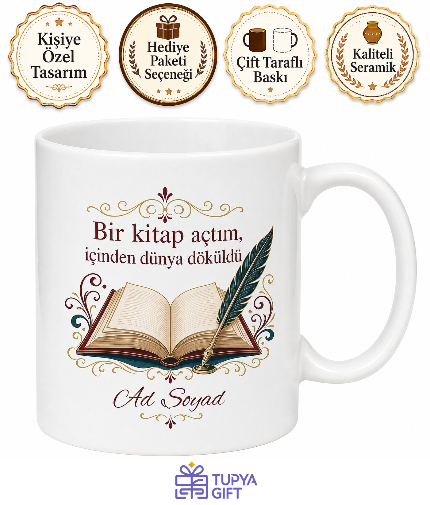 Türkçe Öğretmeni İçin Kişiye Özel Mesajlı Baskılı Kupa Bardak Okul Hediyesi