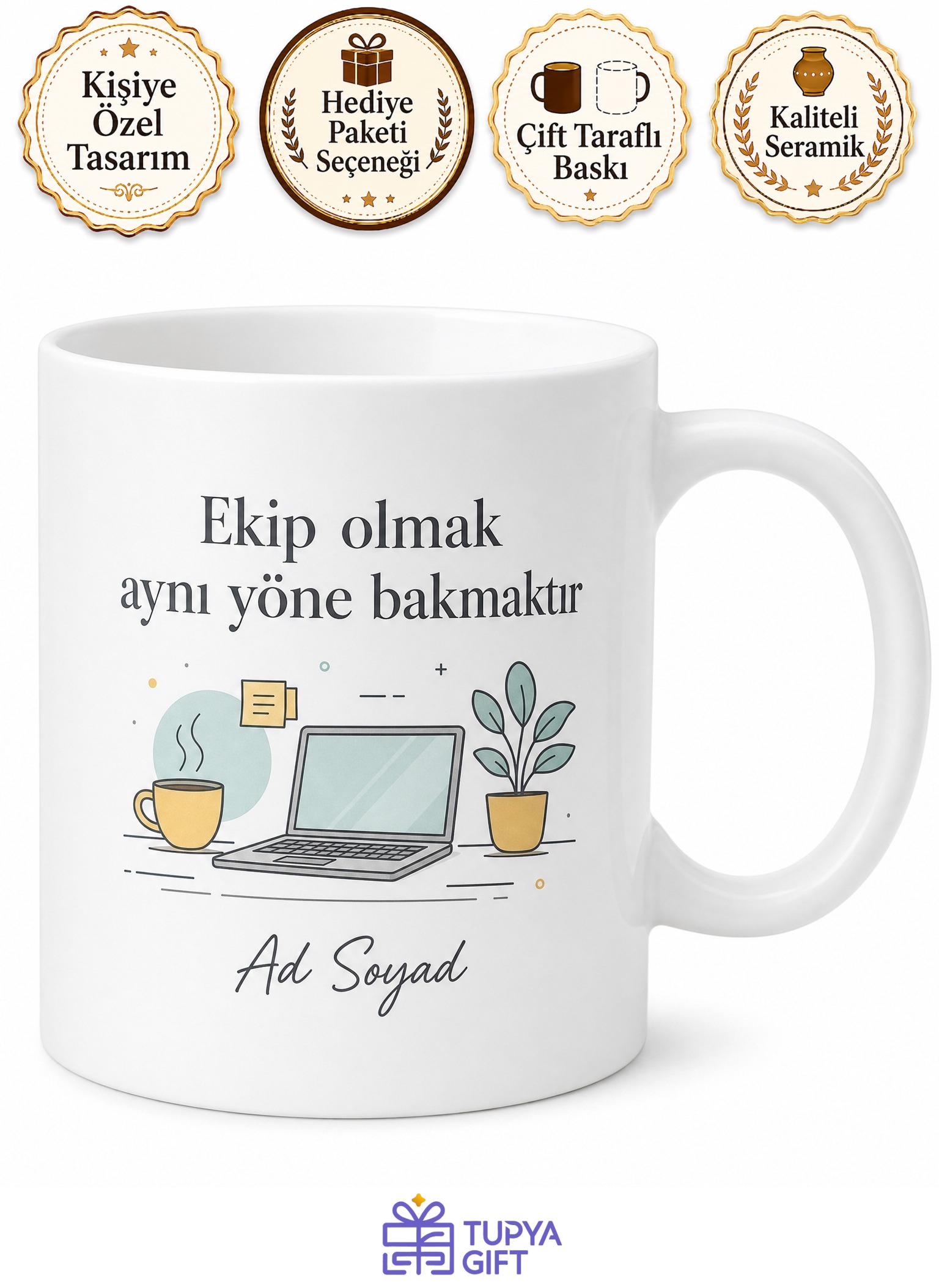 Mesai Arkadaşına Hediye Ofis Temalı Baskılı Porselen Kupa Bardak Hediye
