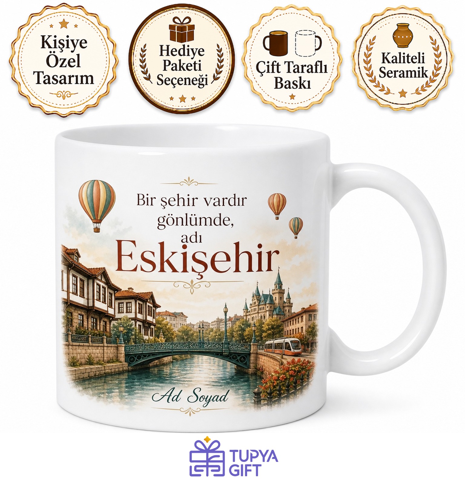 Eskişehir Temalı Kişiye Özel Baskılı Kupa Bardak Memleket Hediye