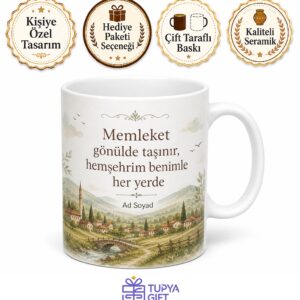Kişiye Özel Hemşehrime Hediye Baskılı Kupa Bardak İsimli Porselen